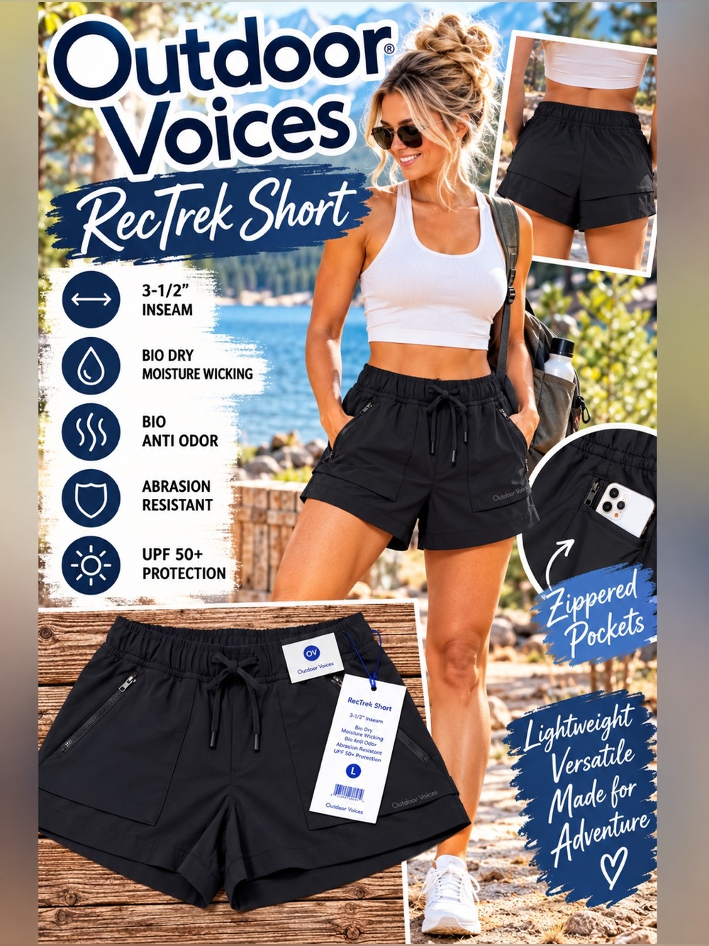 Outdoor Voices Black RecTrek Athletic Shorts
